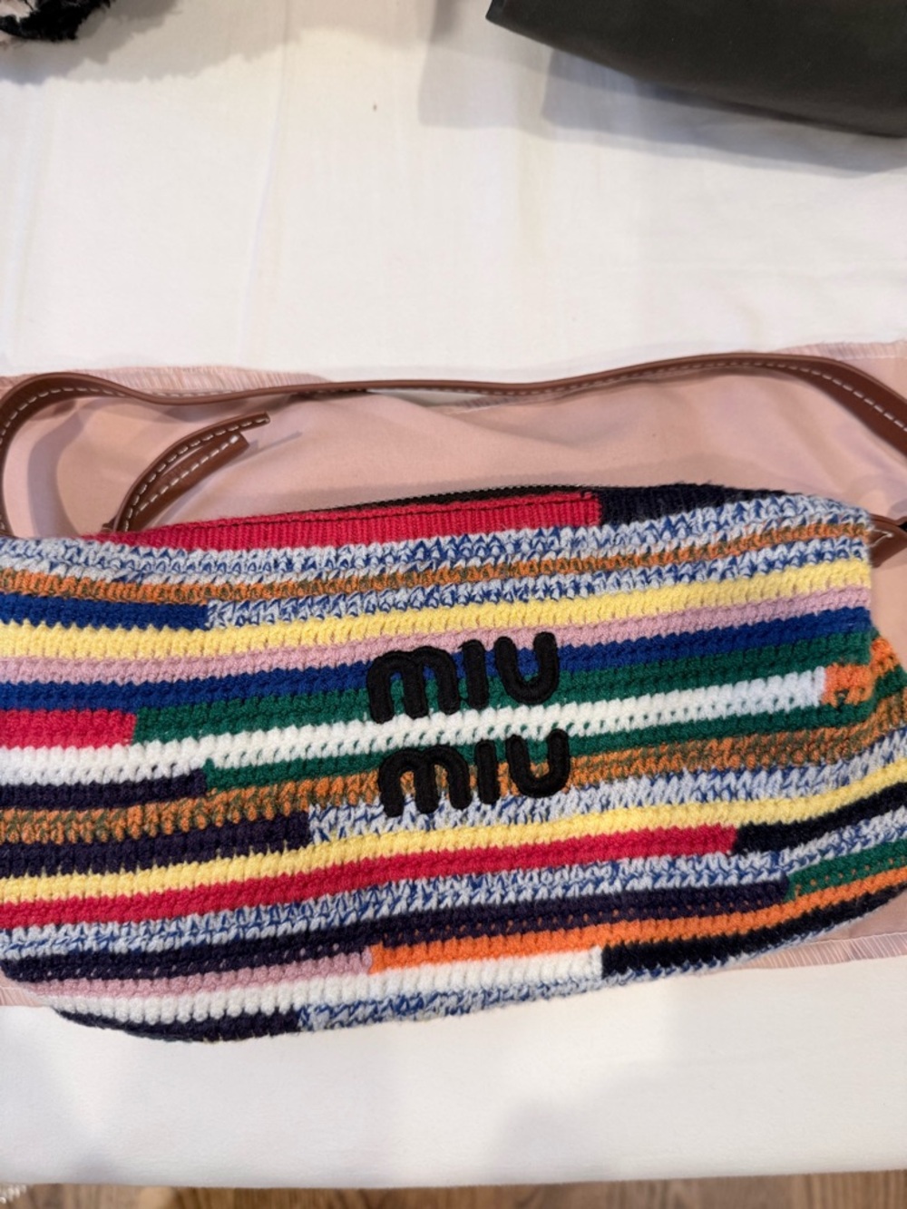 Multicolor Striped Crochet Pouch